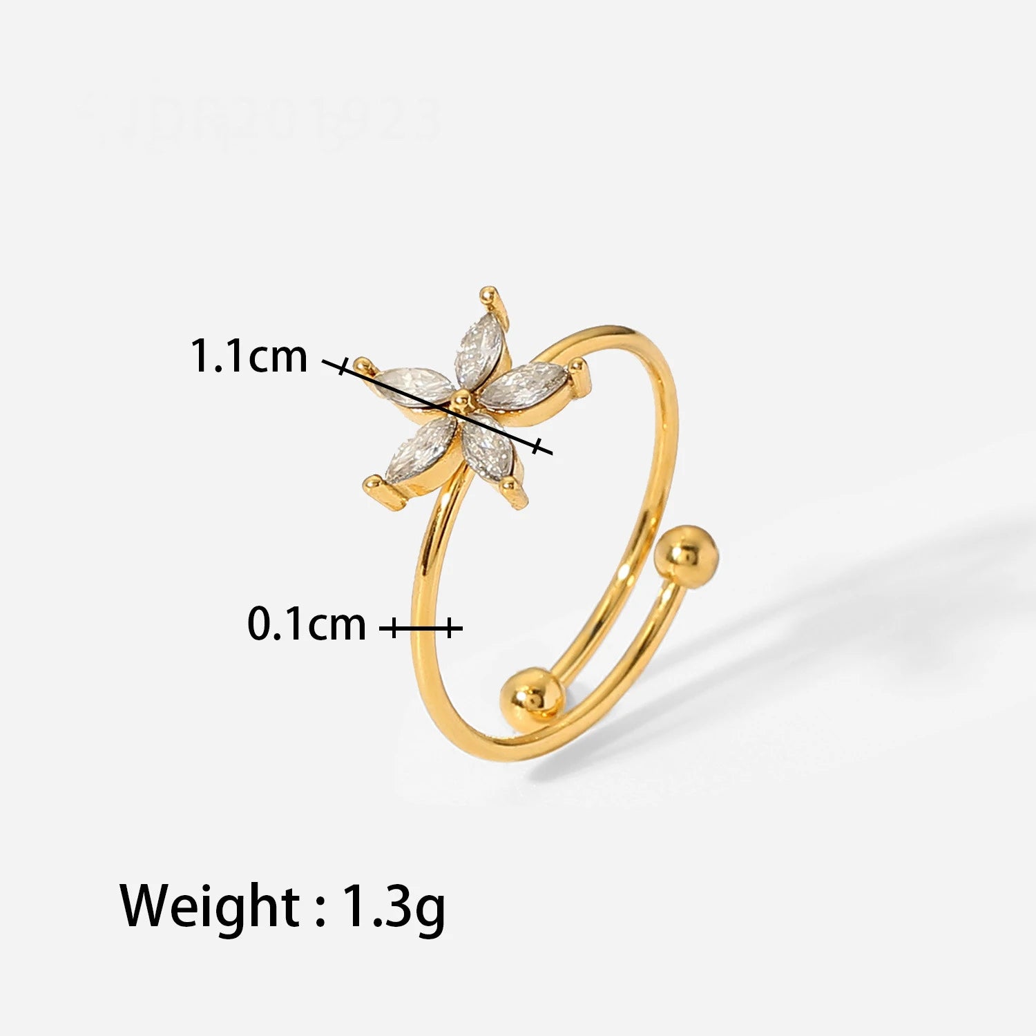 Anillo Delicado Flor Brillante | Dorado