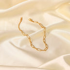 Tobillera Con Eslabones Alargados Estilo Clip | Dorado