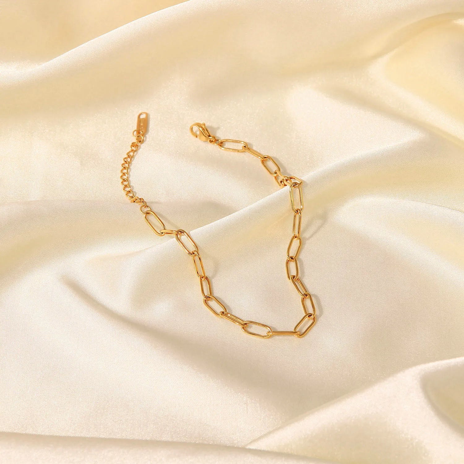 Tobillera Con Eslabones Alargados Estilo Clip | Dorado