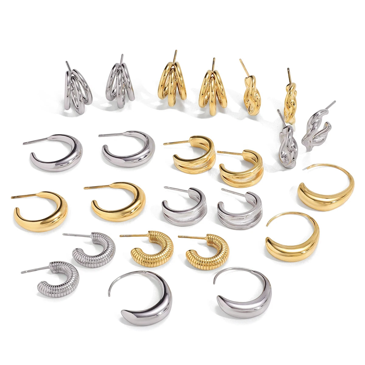 Zarcillos Tipo C | Dorado y Plateado