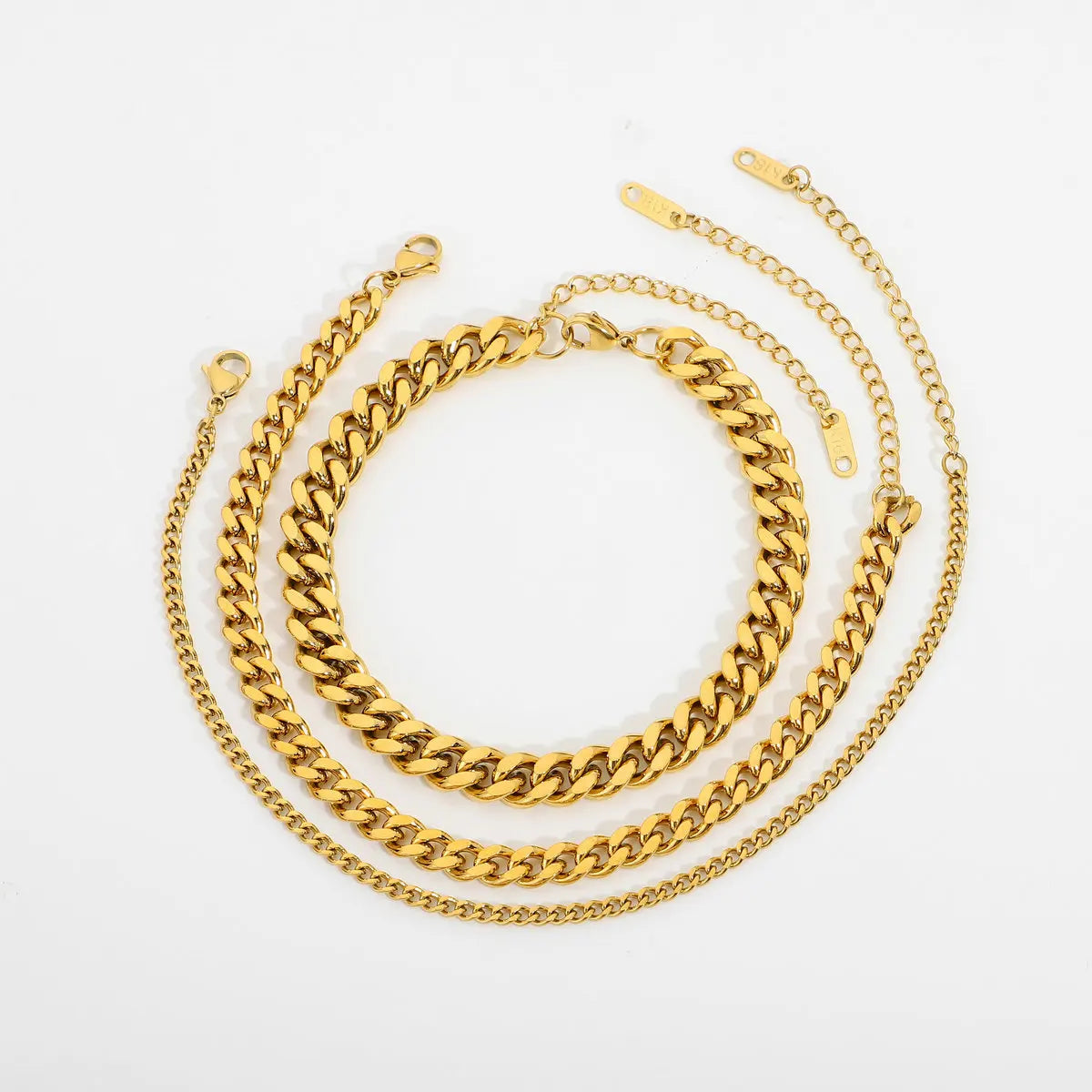 Tobillera De Cadena Cubana Mediana | Dorado