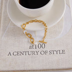 Pulsera De Eslabones Con Dije De Flor Vintage Y Perla | Dorado