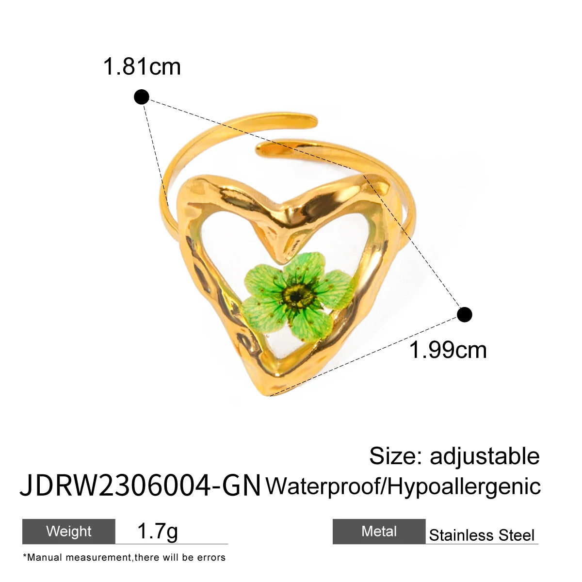 Anillo Resina Minimalista Florverde | Dorado