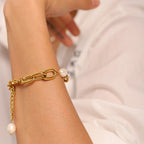 Pulsera De Estilo Barroco Con Perlas Organicas | Dorado
