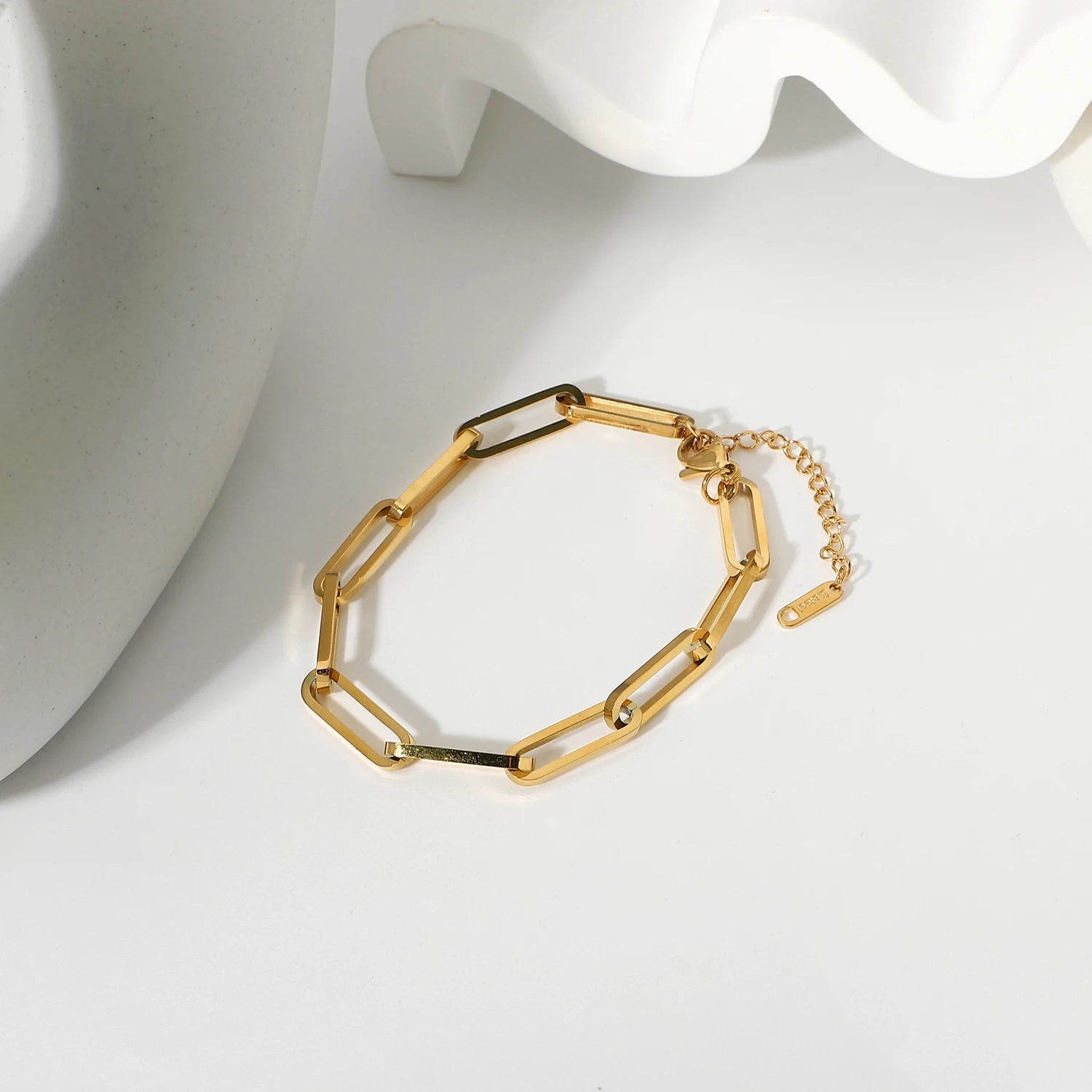 Pulsera Fina De Eslabones Rectangulares | Dorado