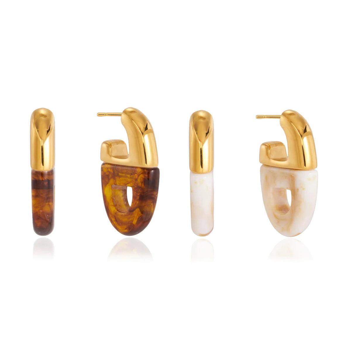 Zarcillos Elegantes con Resina Marmoleada | Dorado