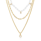 Collar Triple Suspiro del Mar | Dorado y Perla