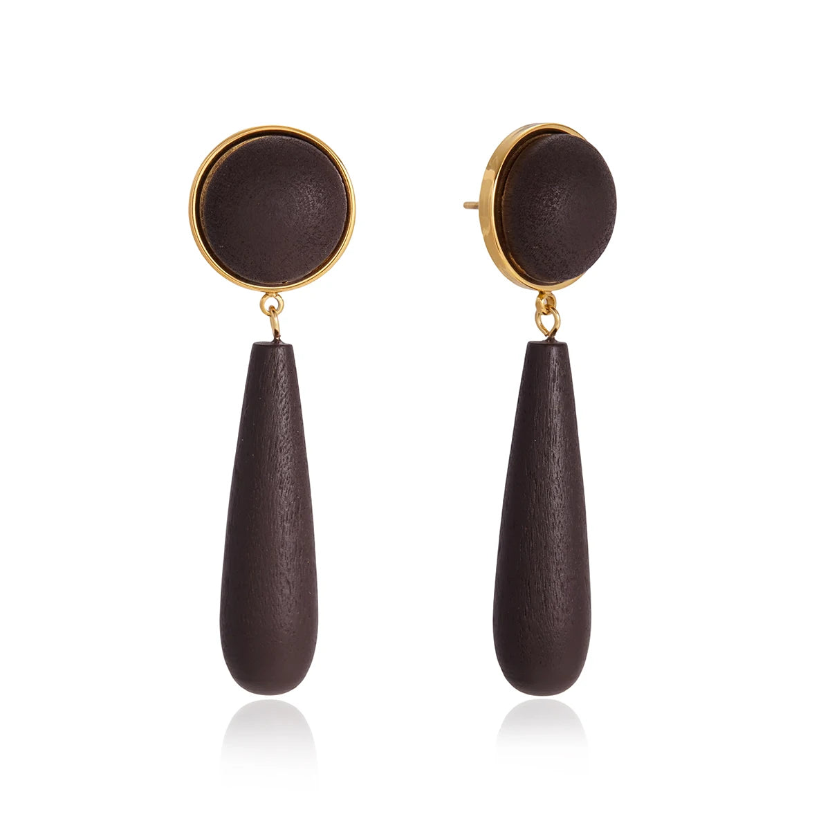 Zarcillo Bohemio Elegante Madera - | Dorado / Marrón