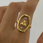 Anillo Geo Circular Abeja | Dorado