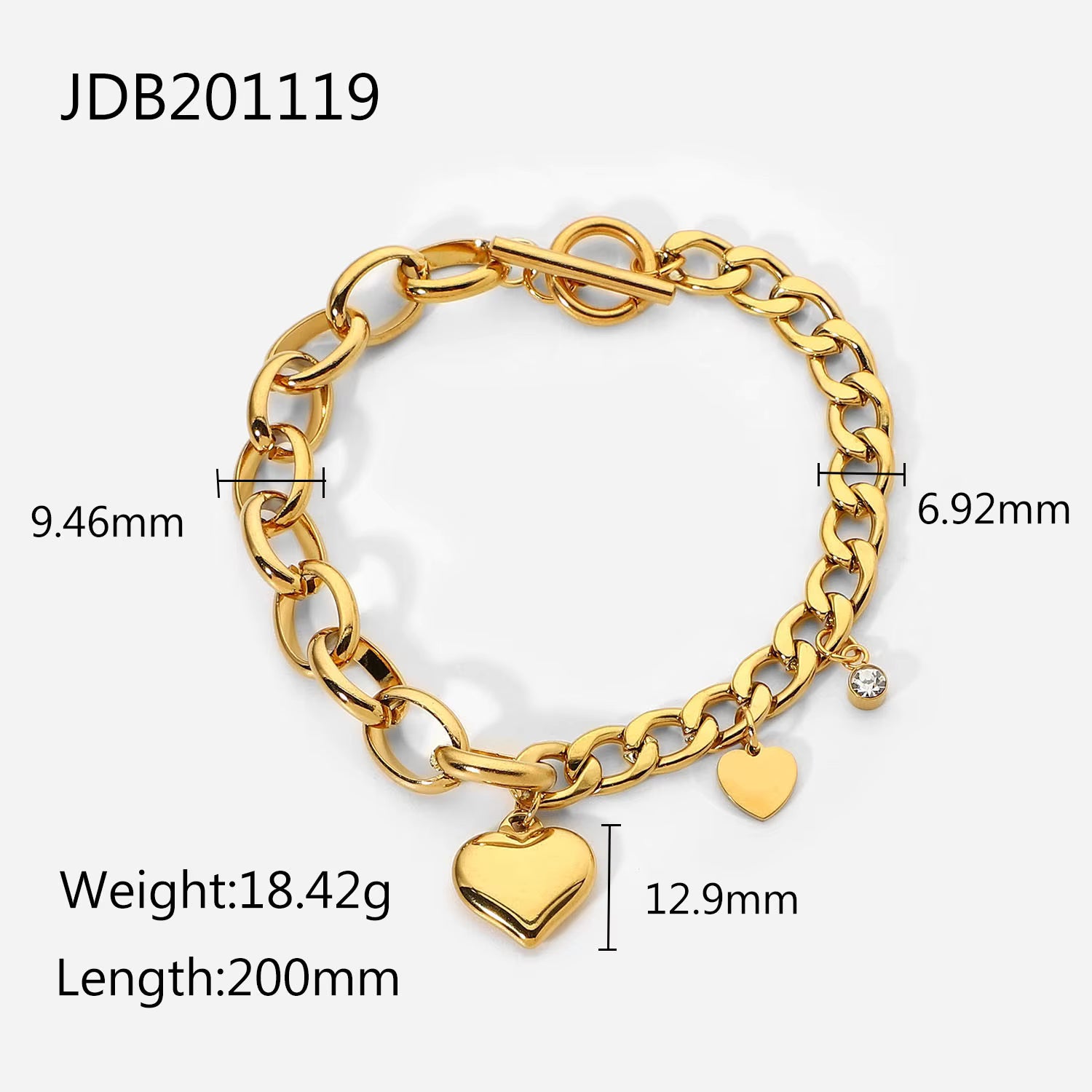 Pulsera De Uniones Variadas Y Figuras Romanticas | Dorado