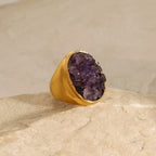 Anillos Grandes con Piedras Naturales | Dorado