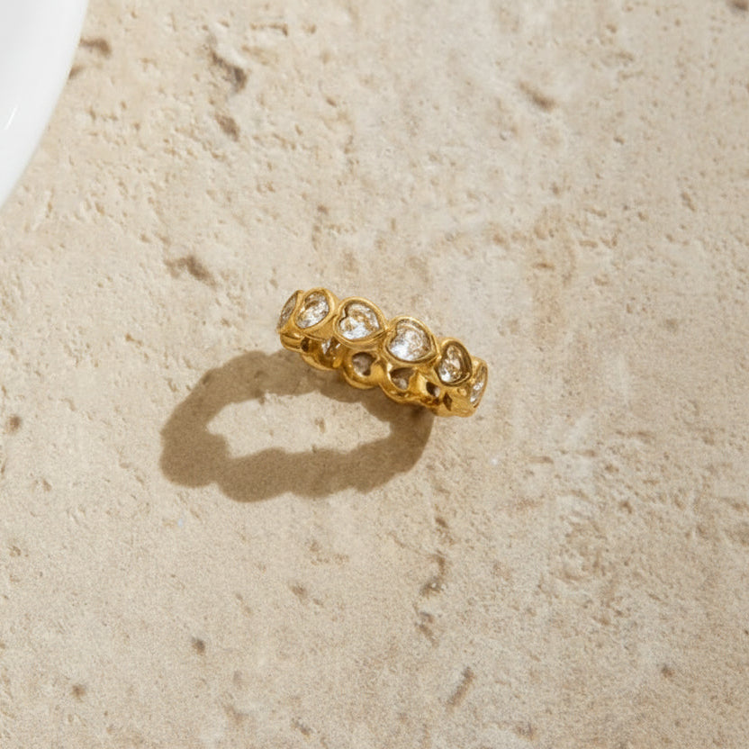 Anillo Corazon Brillante | Dorado