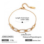 Pulsera Con Eslabones Clip Y Pavé De Cristales | Dorado