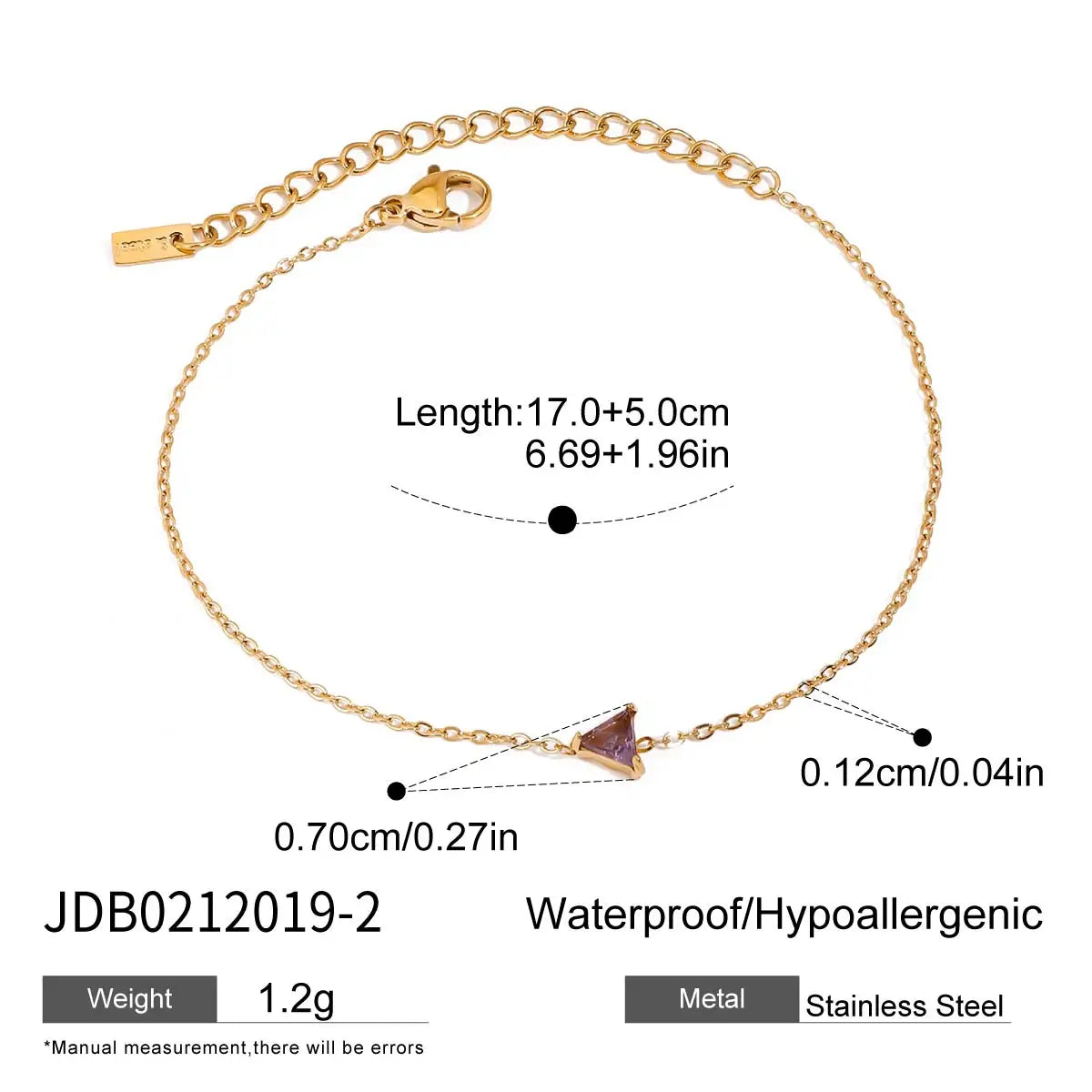 Pulseras De Cadena Fina Con Cristal | Dorado