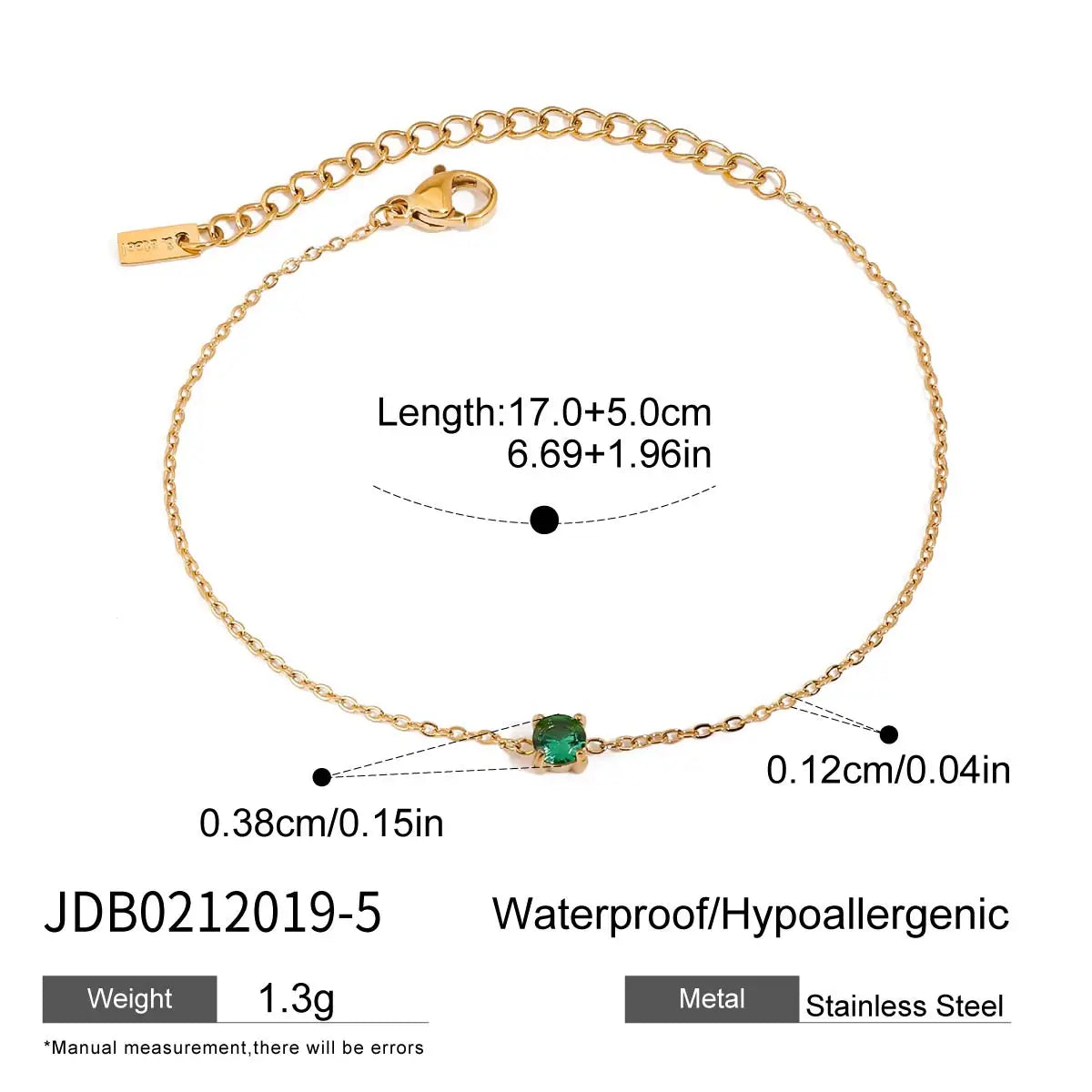 Pulseras De Cadena Fina Con Cristal | Dorado