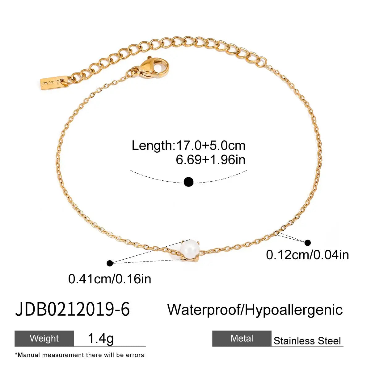Pulseras De Cadena Fina Con Cristal | Dorado