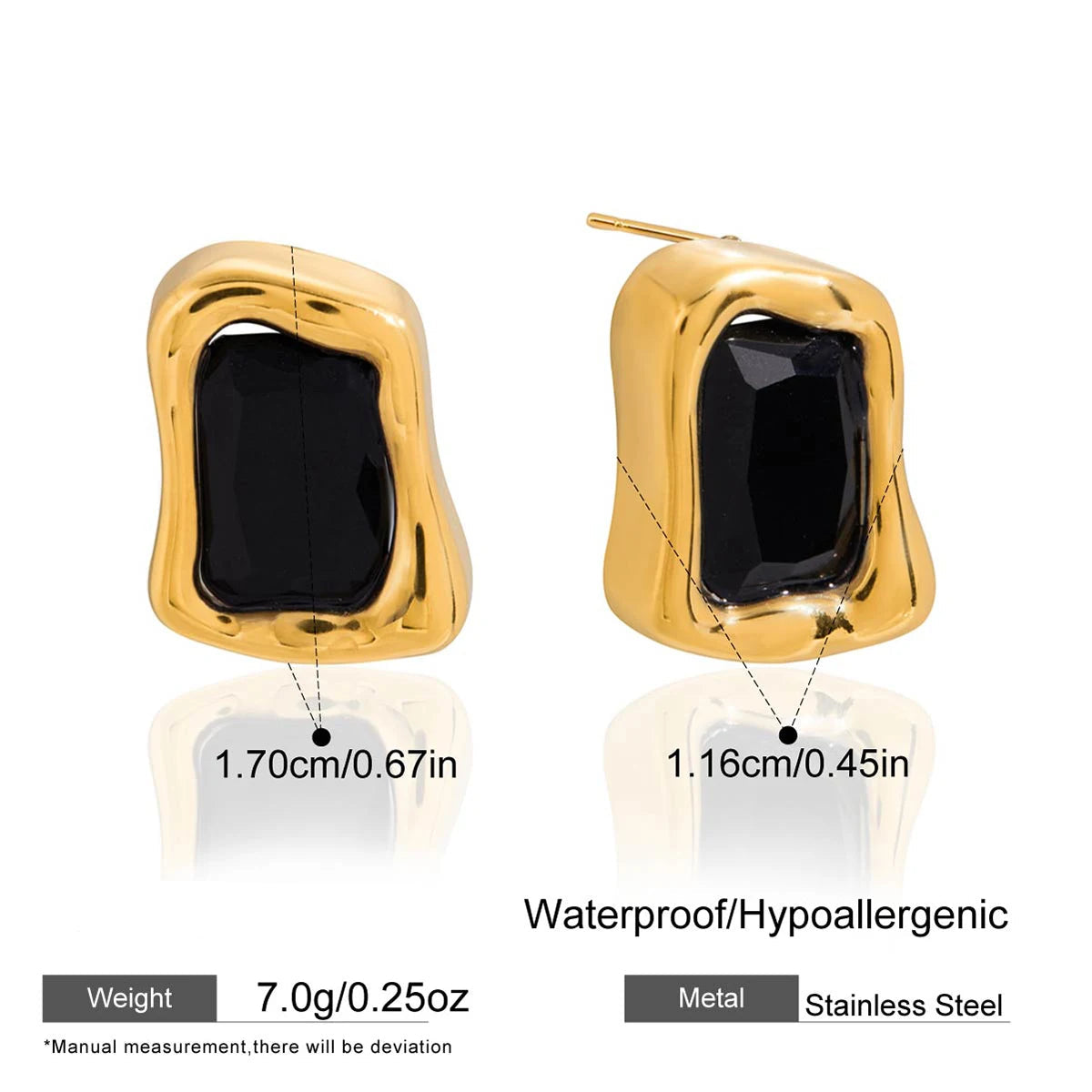 Zarcillos Modernos Con Piedra Facetada - Colores | Dorado