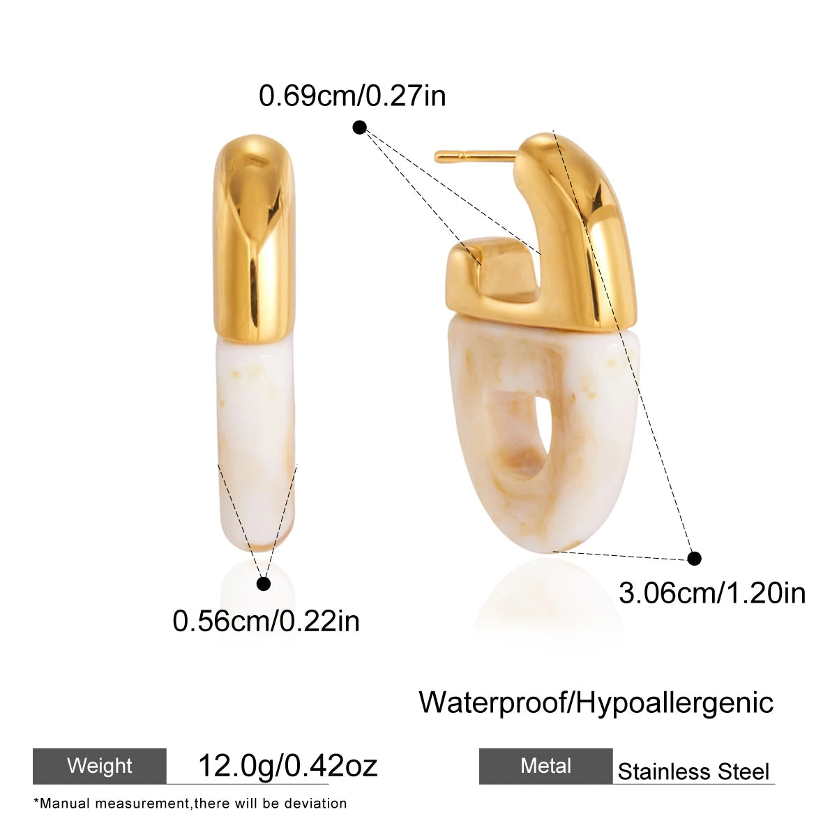 Zarcillos Elegantes con Resina Marmoleada | Dorado