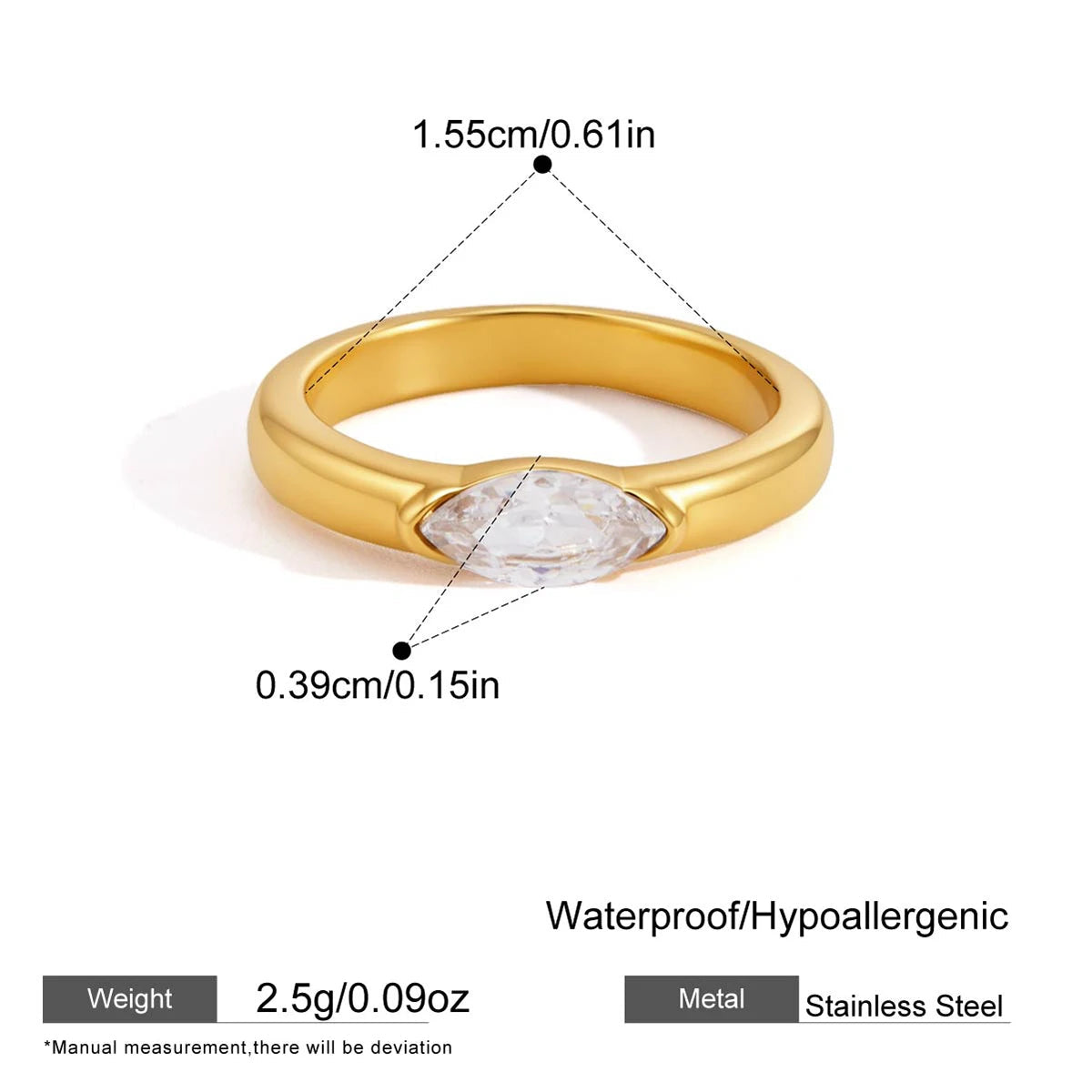 Anillos minimalistas con Circonia  | Dorado