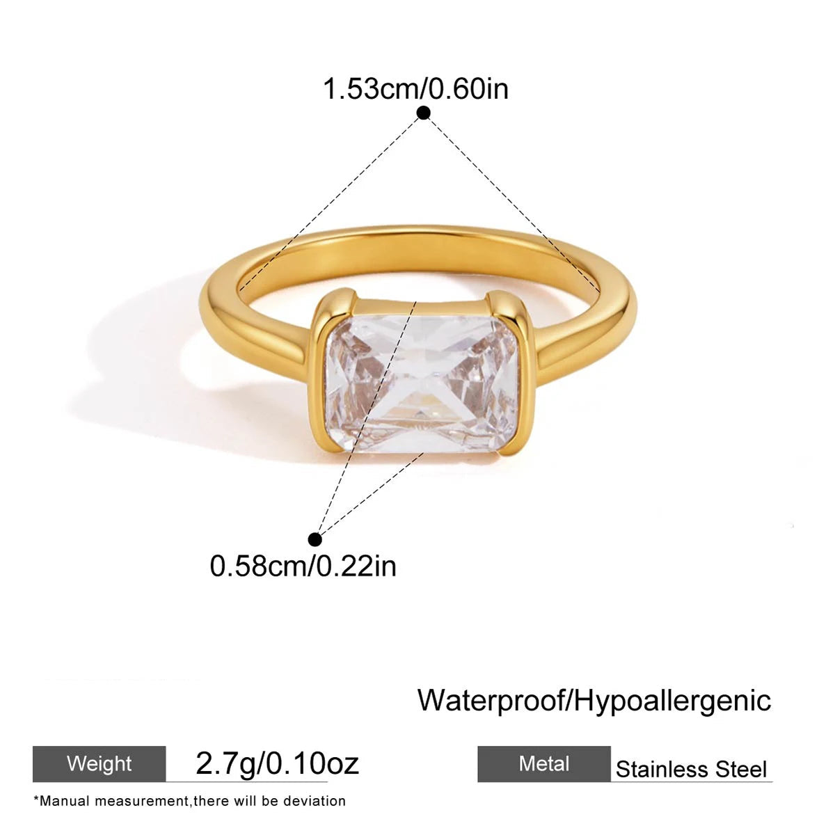 Anillos minimalistas con Circonia  | Dorado