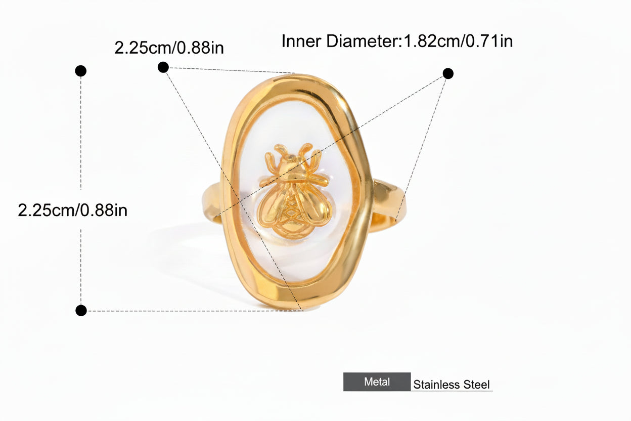 Anillo Geo Circular Abeja | Dorado