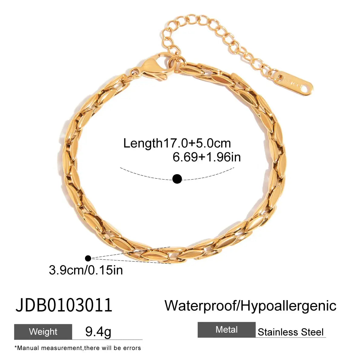 Pulsera Con Eslabones Ovalados Y Relieve Entrelazado | Dorado