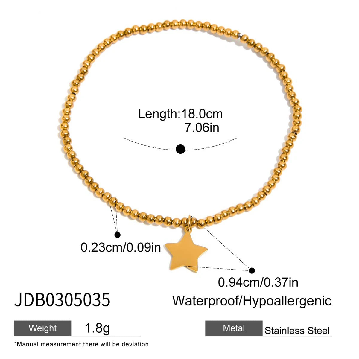 Pulseras Elásticas con Cuencas Facetadas y Dije de Estrella | Dorado y Plateado