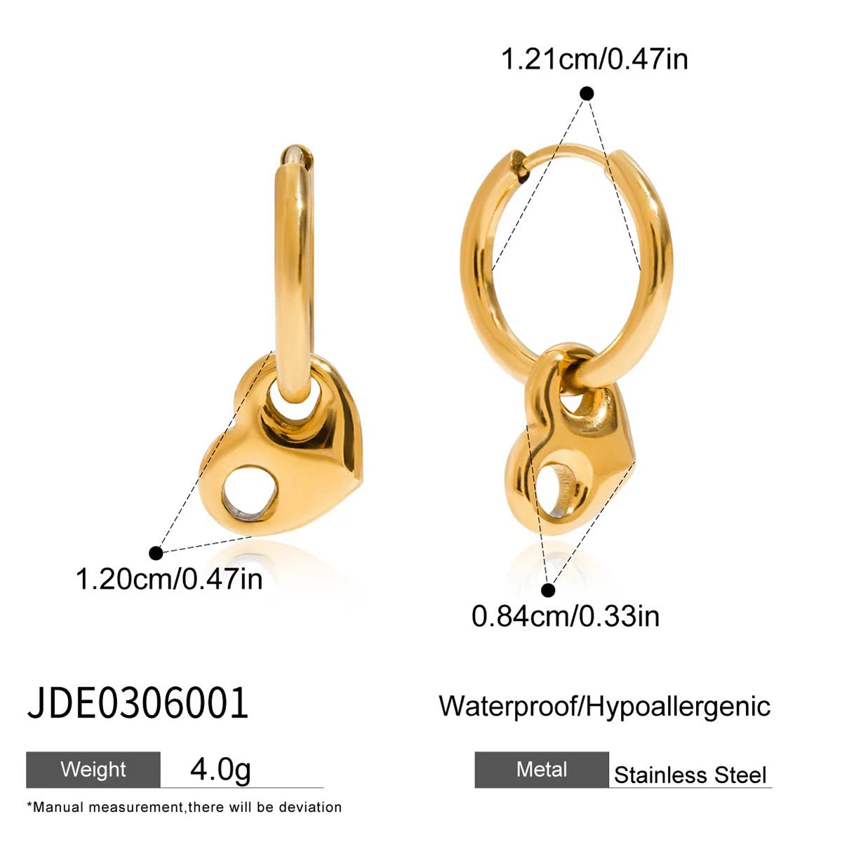 Argollas Colgante Corazon Gu.cci | Dorado