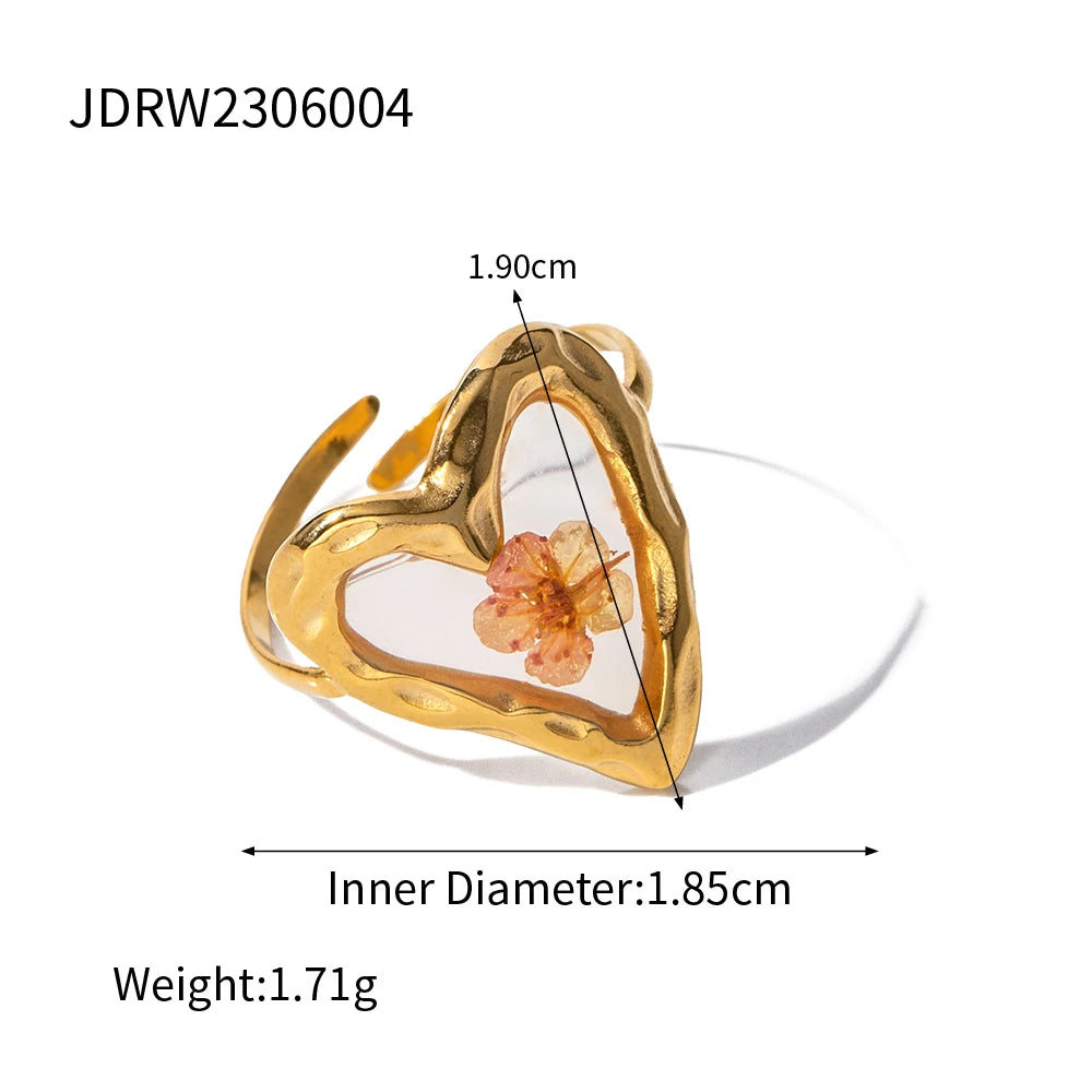 Anillo Resina Minimalista Florrosada | Dorado