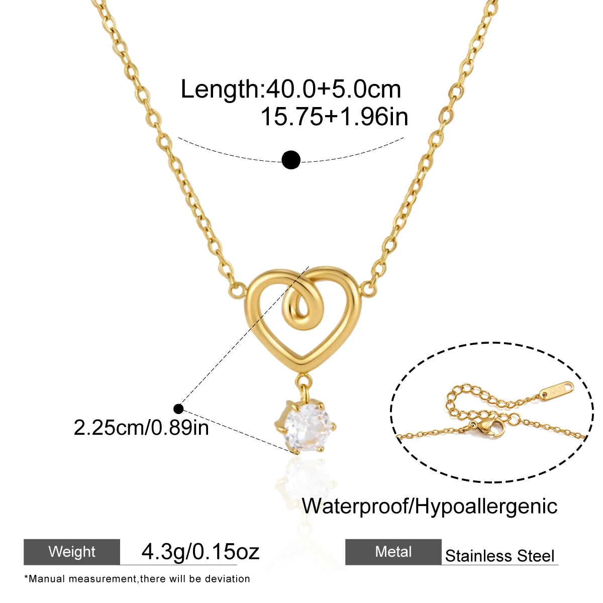 Collar Corazón Swirl y Punto de Luz | Dorado