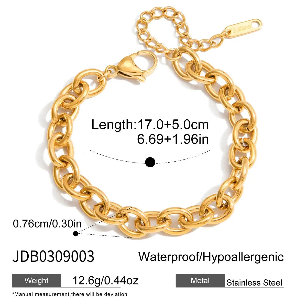 Pulsera Minimalista De Uniones Circulares Con Broche | Dorado