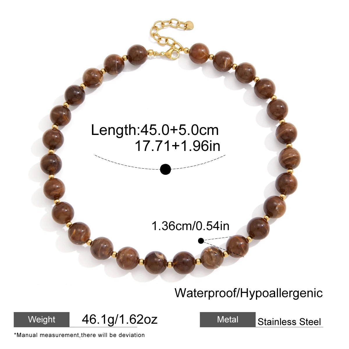Collares Resina Marmoleada Vintage | Dorado