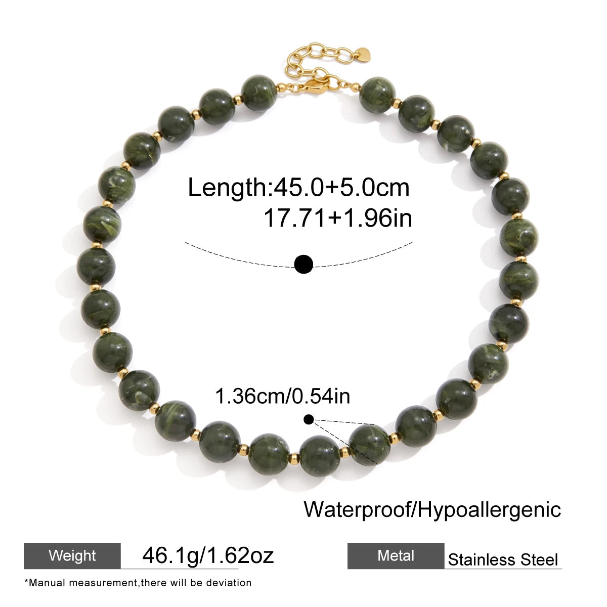 Collares Resina Marmoleada Vintage | Dorado