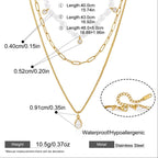 Collar Triple Suspiro del Mar | Dorado y Perla