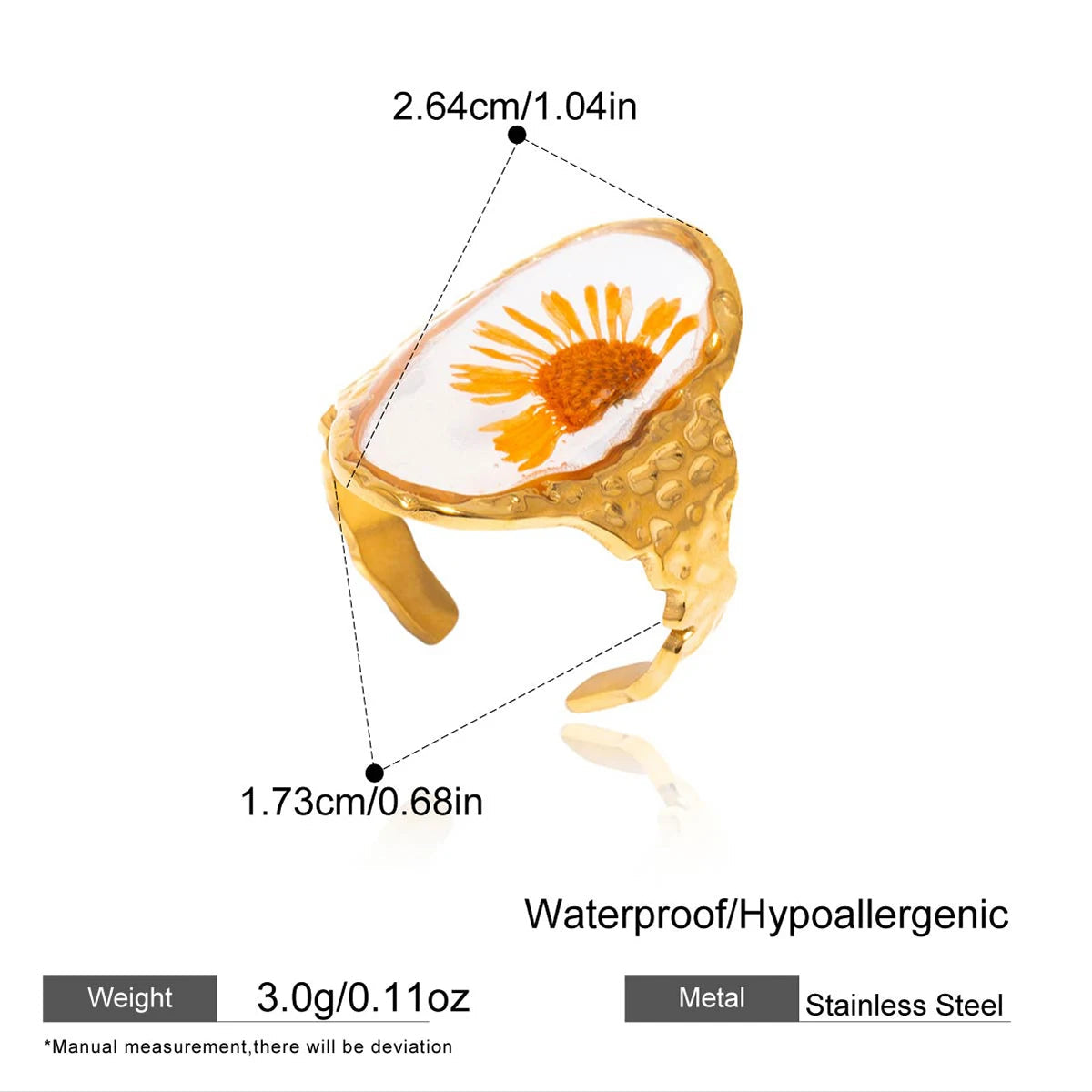 Anillos Flor de Verano - Resina | Dorado