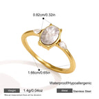 Anillos Clásicos Elegantes Circón Brillante | Dorado