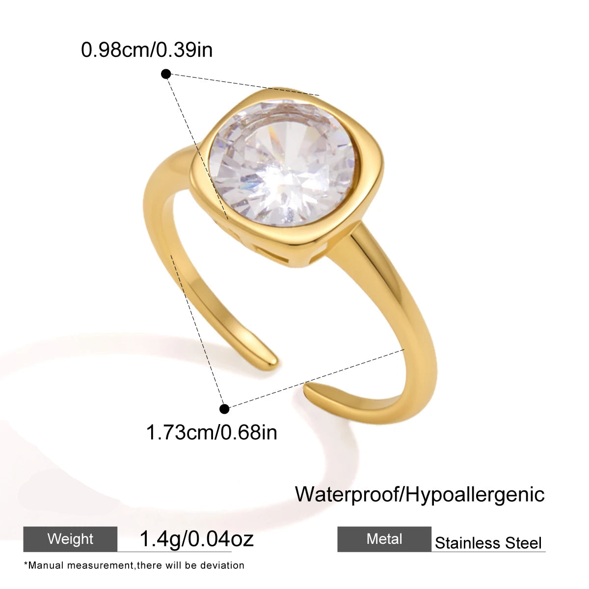 Anillos Clásicos Elegantes Circón Brillante | Dorado