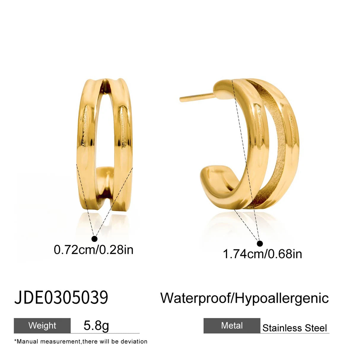 Zarcillos Tipo C | Dorado y Plateado