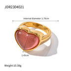 Anillo Corazon Grande Rosado | Dorado