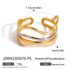 Anillo Abstracto Lineas Curvas | Dorado y Bicolor